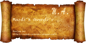 Mazák Avenár névjegykártya